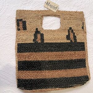 Magic Jute tote with animal print and stripe